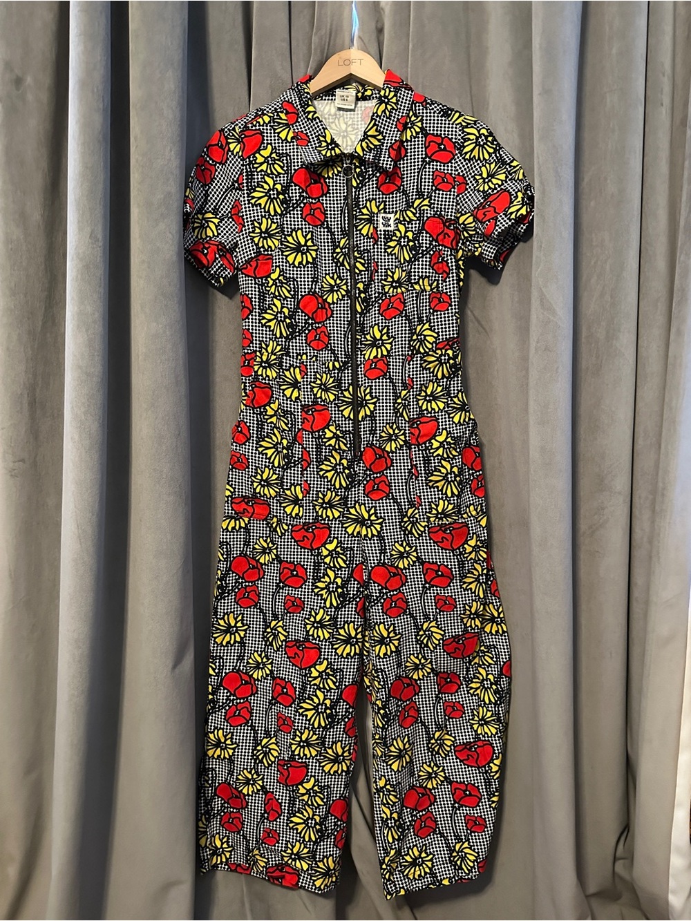 Lucy & Yak Ragan Short Sleeve Jumpsuit- Poppy Print size US 6 - Picture 1 of 9